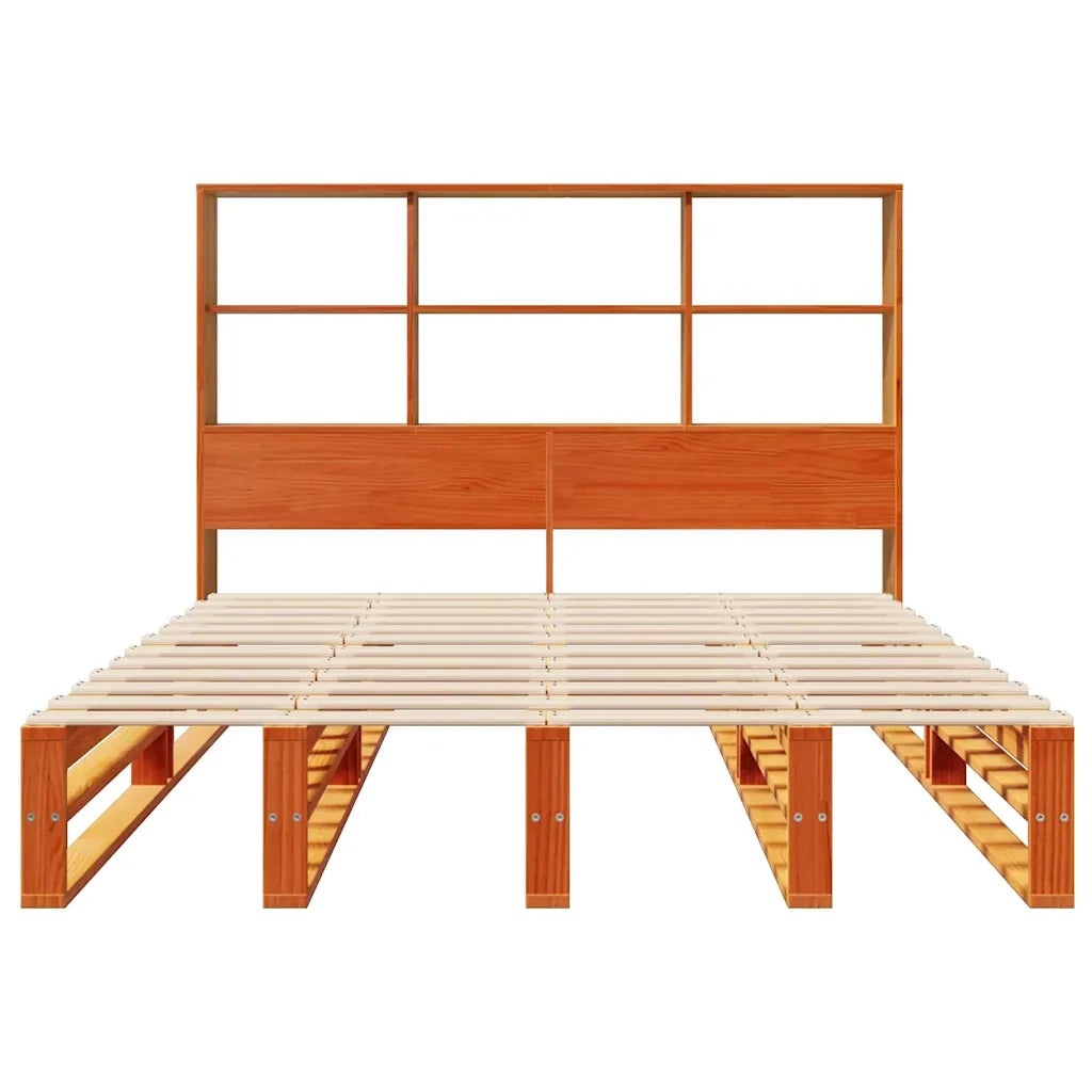 Letto Libreria senza Materasso Marrone Cera 140x190 cm Legno 3323949