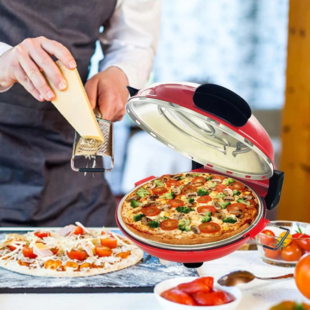 Trade Shop - Forno Per Pizza 1200w Elettrico Termostato Regolabile φ31cm Con 2 Pale Pizza In Acciaio -