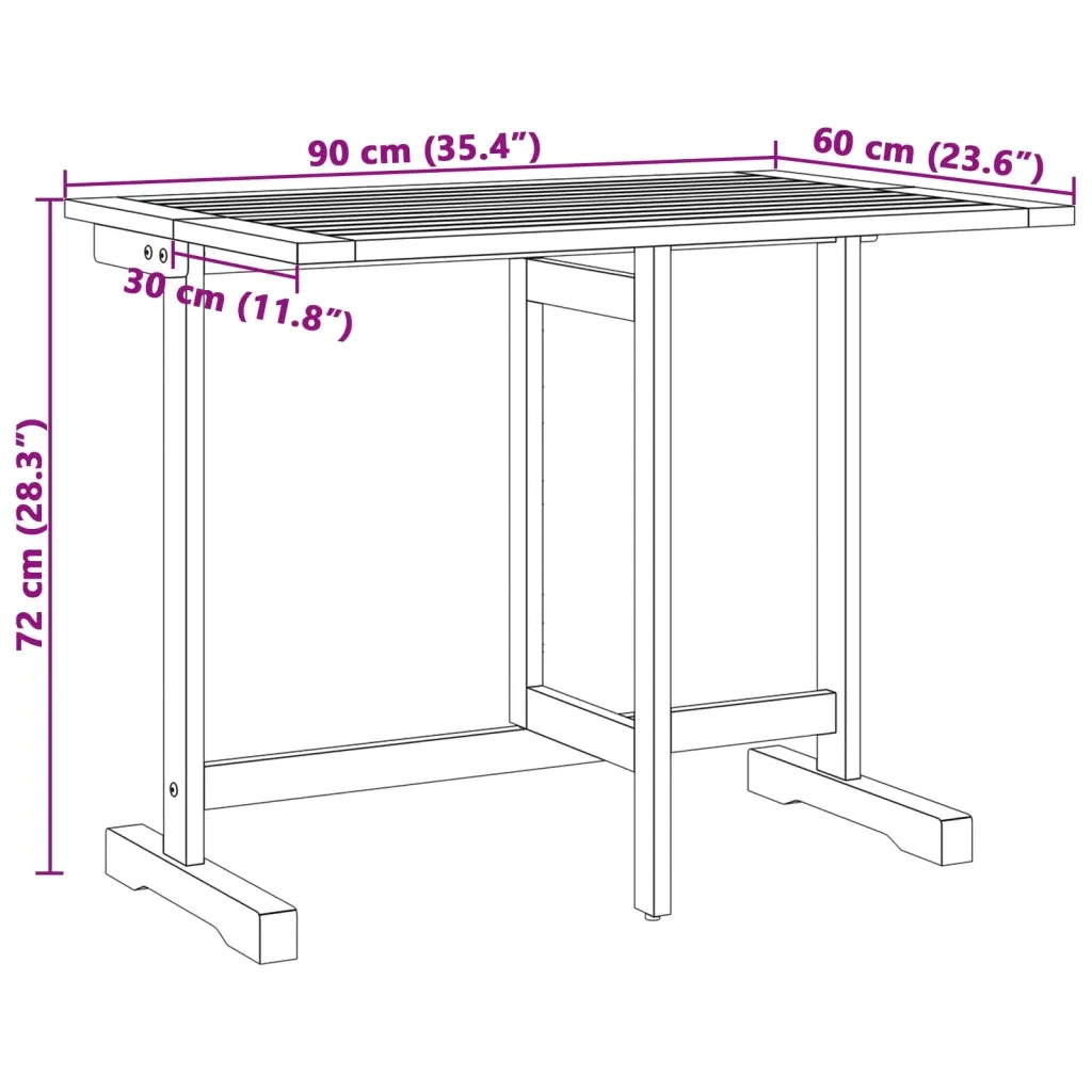 Set da Pranzo da Giardino Pieghevole 3 pz in Massello di Acacia 3206333