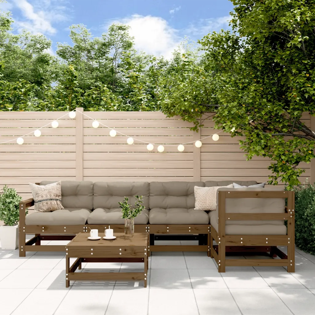 Set Salotto da Giardino 6 pz ambra in Legno Massello di Pino 3186462