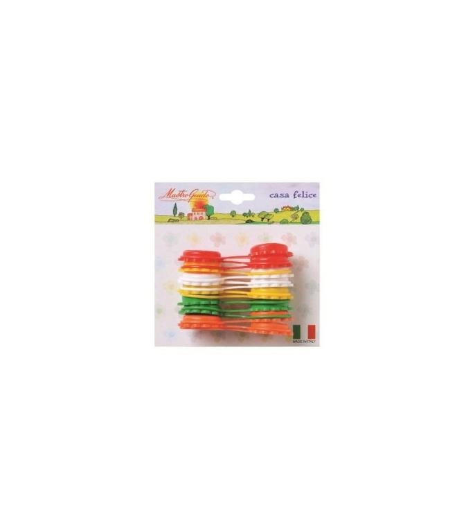 Set 15 Pezzi Tappo per Bottiglia con Collarino in Plastica Vari Colori