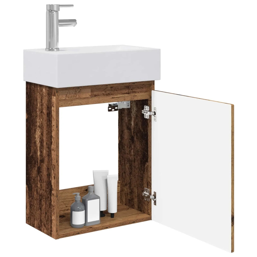 Mobile bagno con rubinetto Legno antico 45,5 x 22,5 x 84 cm
