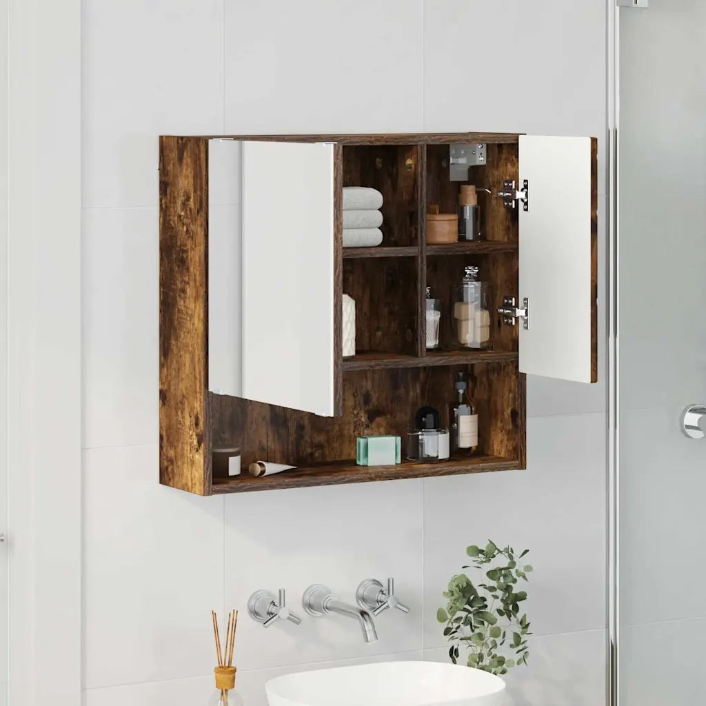 Mobiletto per specchio con porta Rovere fumé 59 x 17 x 55 cm 883369