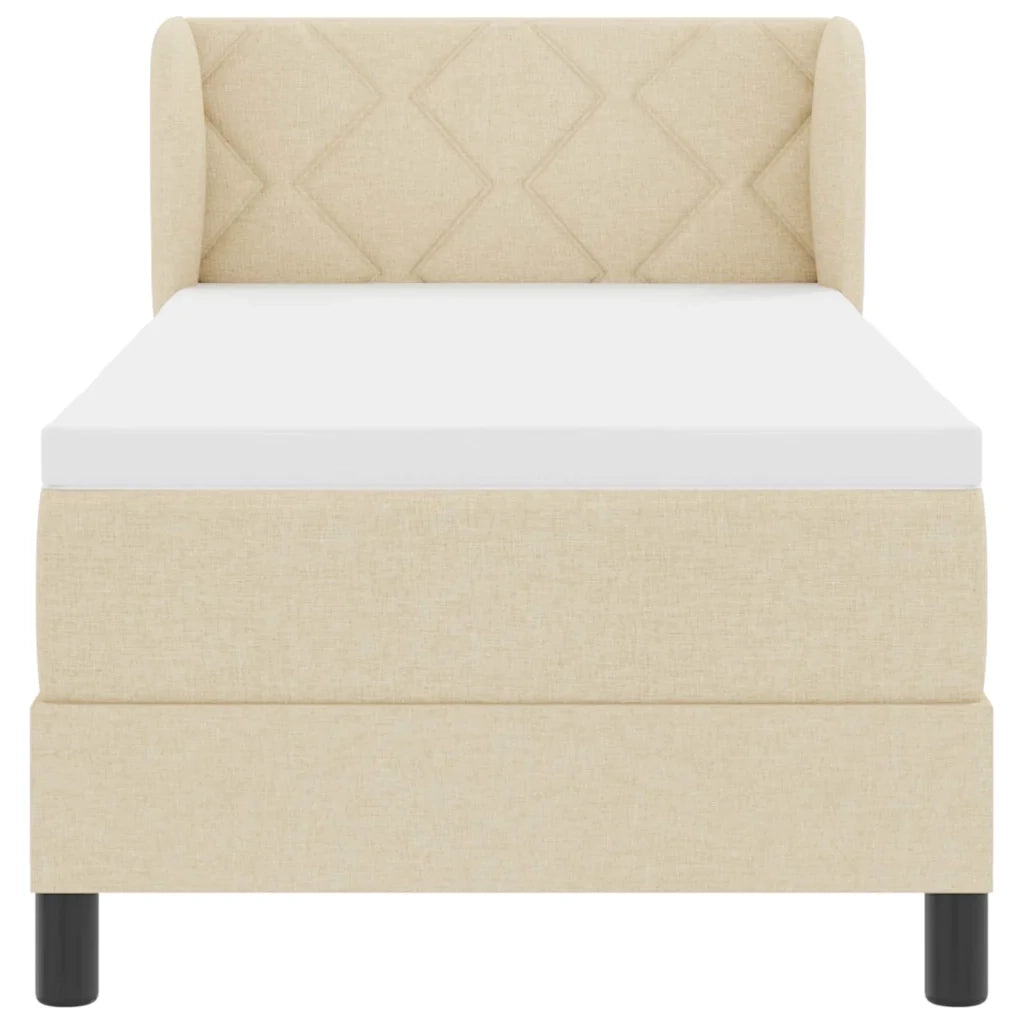 Letto a molle con materasso Crema 80 x 200 cm Tessuto