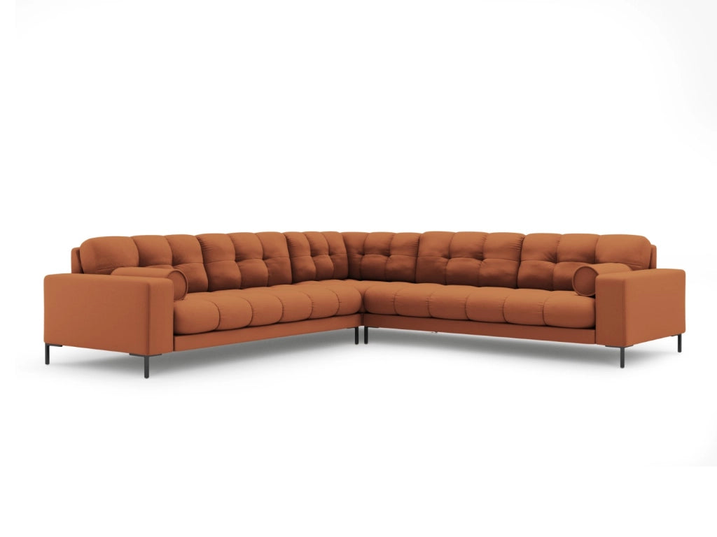 Cosmopolitan Design - Divano angolare reversibile "Bali" 6 posti in tessuto strutturato mattone 