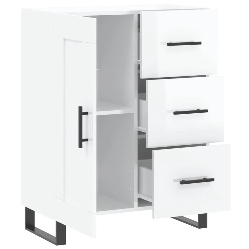Buffet credenza cassettiera mobiletto mobile contenitore organizer per cucina soggiorno finitura lucida 69,5 x 34 x 90 cm legno ingegnerizzato bianco 02_0030723