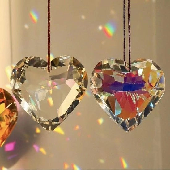 Set di protezione solare a forma di cuore con prisma cristallino - effetto arcobaleno - decorazione per finestre - alta qualità cristallo - 45 mm