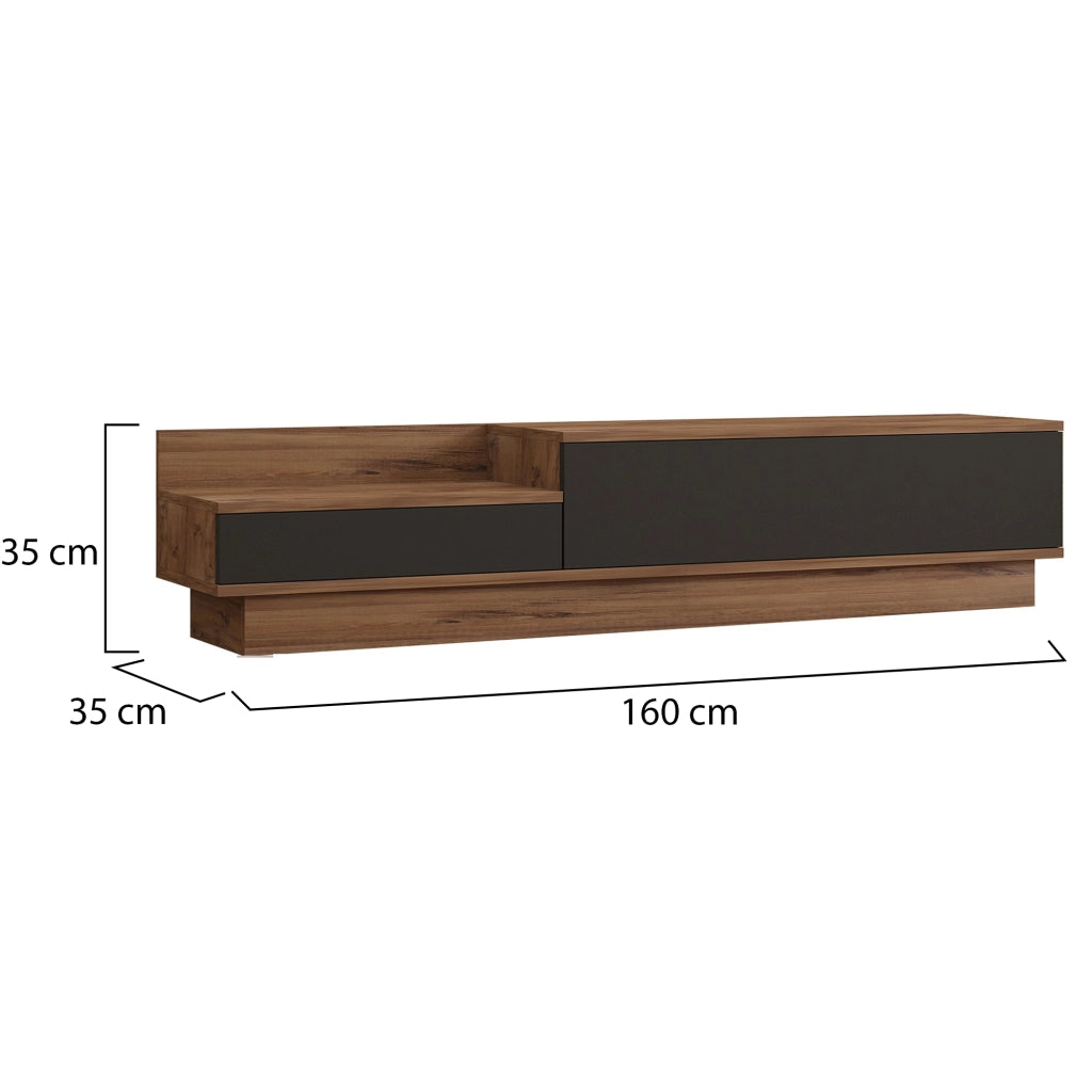 Persico, Mobile Porta tv 2 Ante, 160x35x35h cm Nero Antracite