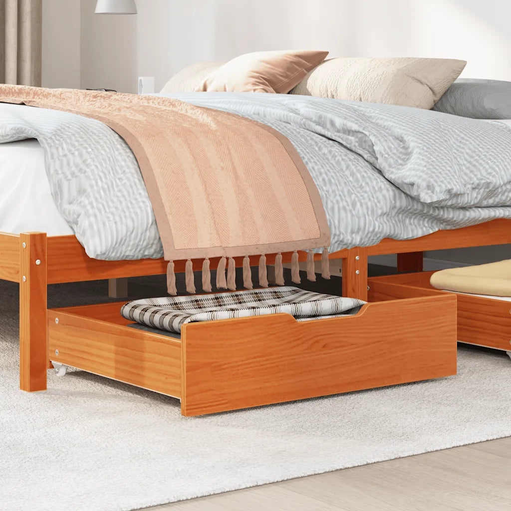 Cassettoni per Letto 2pz Marrone Cera 65x55x17 cm Legno di Pino 850937