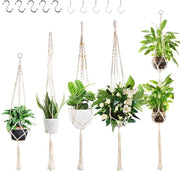 Set di 5 grucce per fiori, filo di cotone, vasi, supporto, decorazione da parete, per interni, con 10 uncini, per interni ed esterni, soffitti, balconi, decorazione da parete