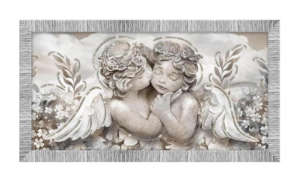 Quadro da Parete Giovy Argento Angels in Flowers Mix 60 x 110 cm