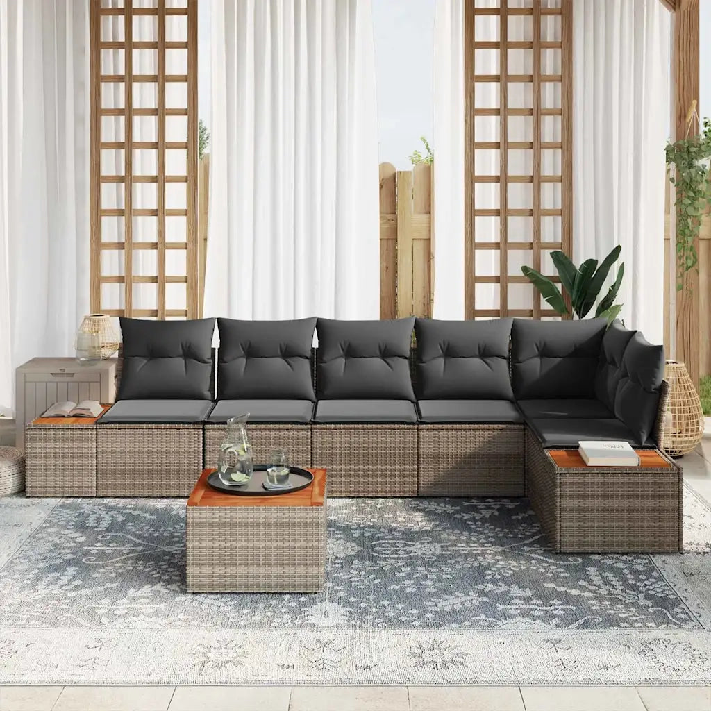 Set Divano da Giardino con cuscino 6 pcs Grigio Polyrattan