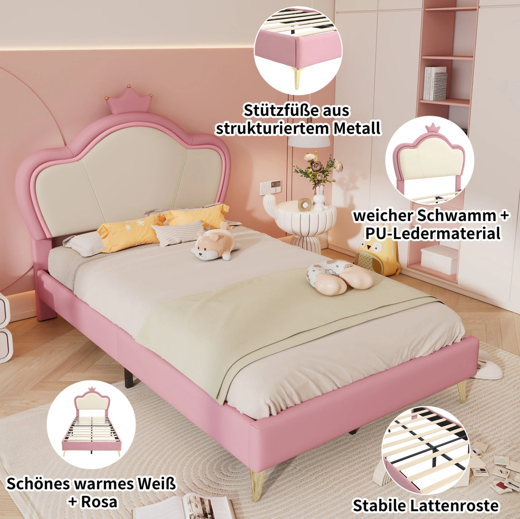 Letto singolo imbottito con testiera a corona