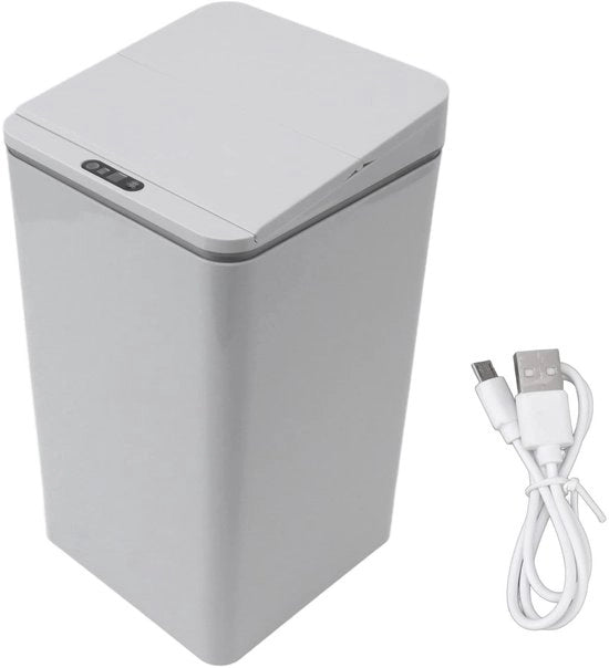 Contenitore di Rifiuti Touchless Opzionabile con Sensore di Movimento Coperchio Opportuno per Camera da Letto e Bagno - Bianco.