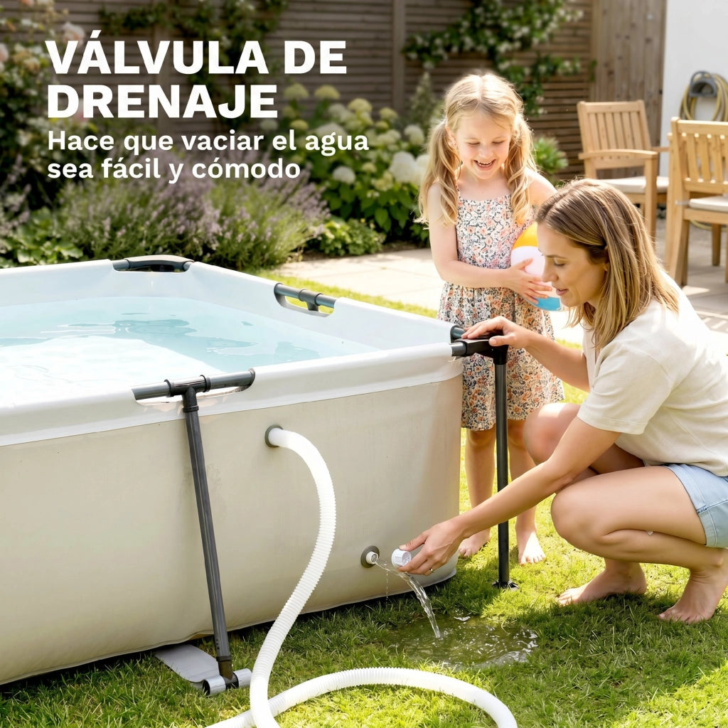 Piscina Desmontable Tubular 316x238x66,5 cm 3700 L ¨C zephmum ¨C Grigio con Marco Met¨¢lico