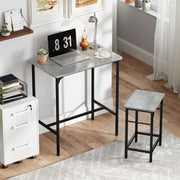 Set tavolo bar 80x50x87 cm con 2 sgabelli; struttura stabile in acciaio grigio