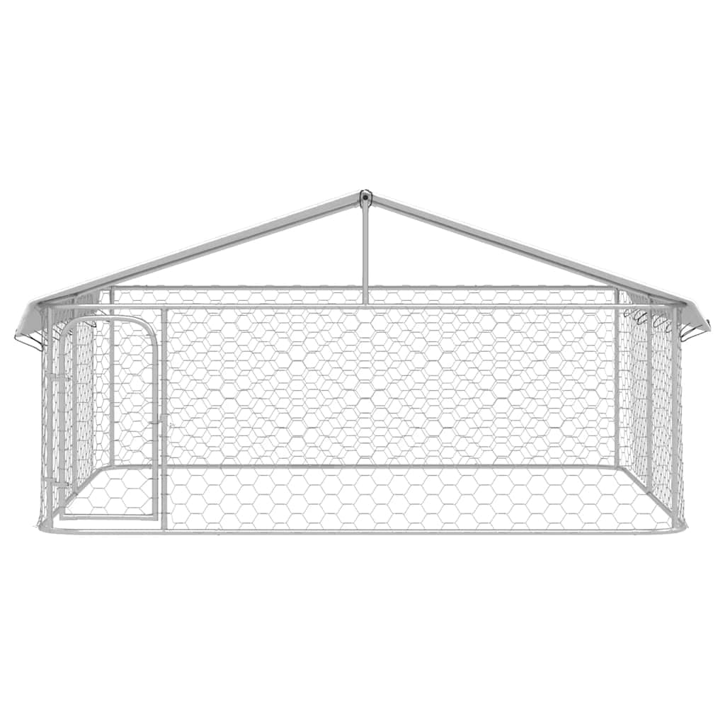 Gabbia/recinto per animali da esterno con tetto 300 x 300 x 150 cm Argento 02_0041908