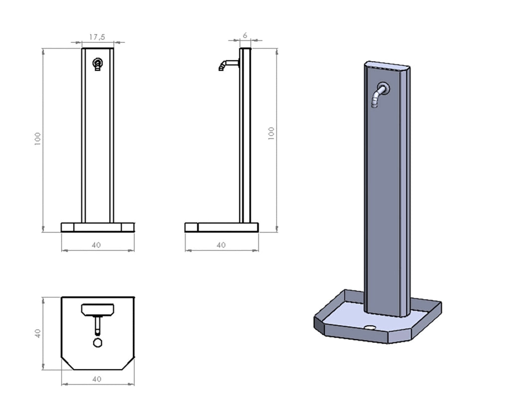 Fontana da Giardino Design a Colonna Ovale Rubinetto in Ottone e Base con Ciottoli Antracite