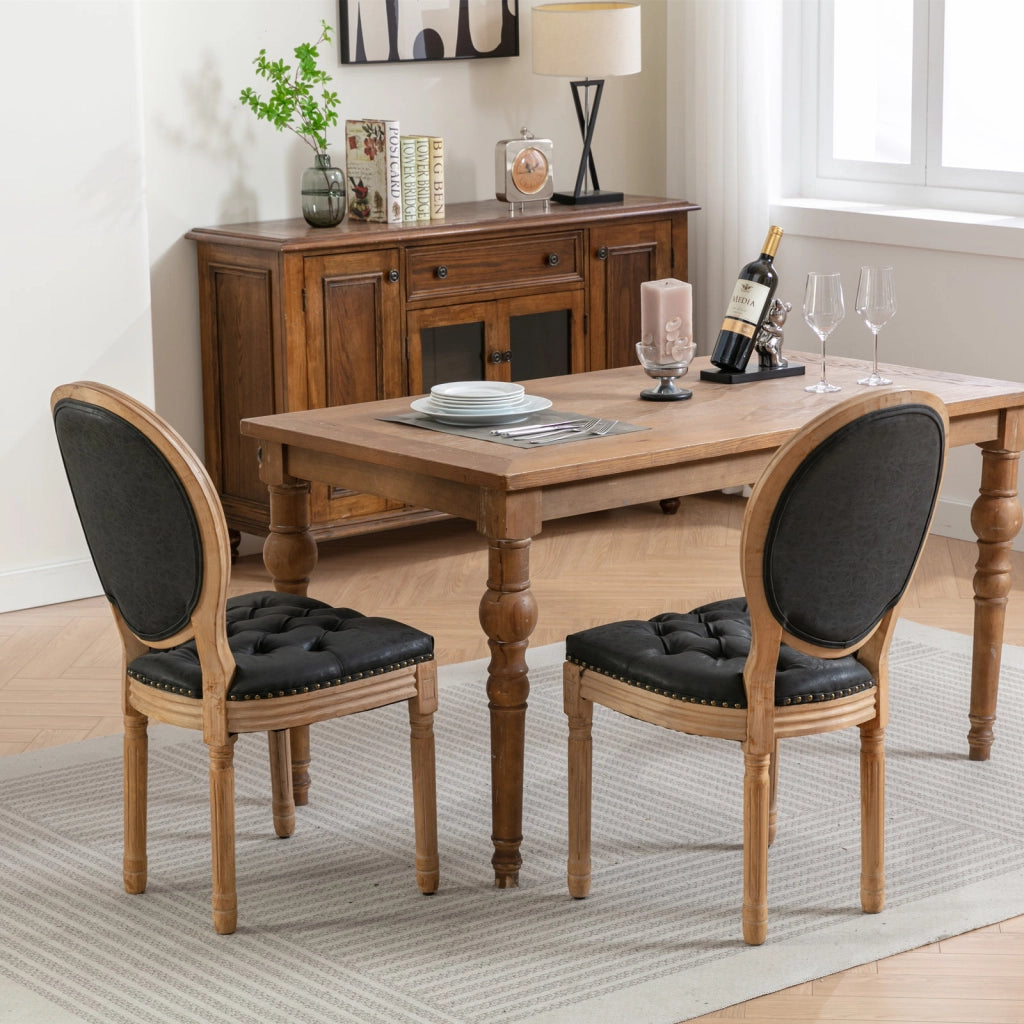 SEDIA Da pranzo Set da 2 pezzi Schienale ovale in PU Nero