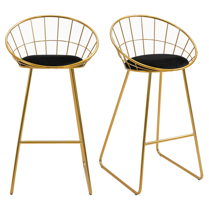 Set 2 Sgabelli Alti da Bar 52,5x47x97 cm in Metallo Oro