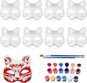 Maschere di gatto in bianco per hobby - Maschere da cosplay non dipinte - Maschere di papier per 9 pezzi - Maschere di volpe - Adatte per feste da ballo e festival