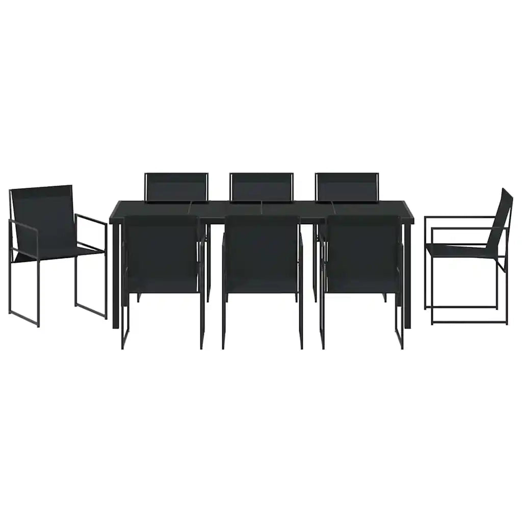 Set da Pranzo per Giardino 9 pcs Nero 3379344