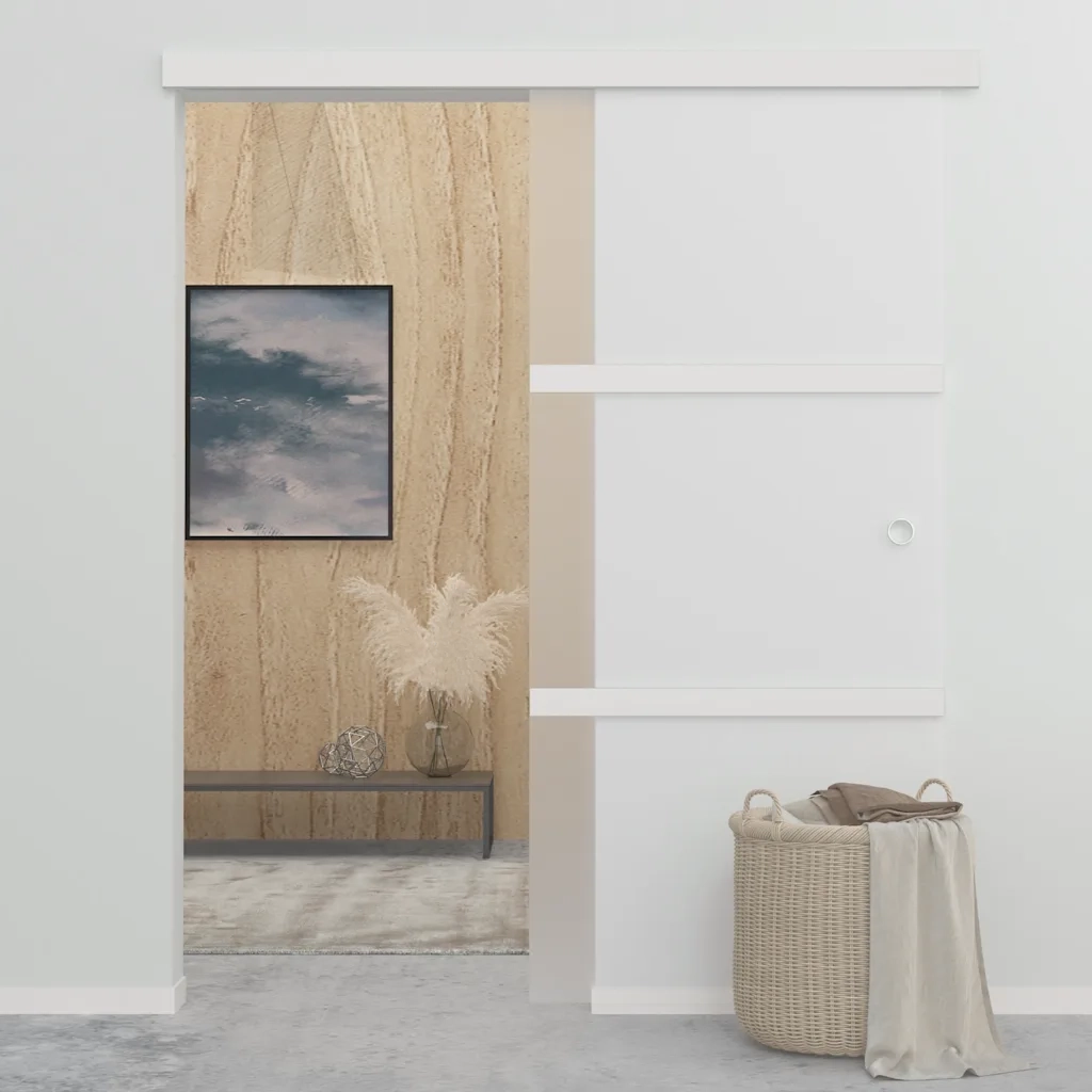 Porta Scorrevole in Vetro ESG e Alluminio 90x205 cm Argentocod mxl 71347