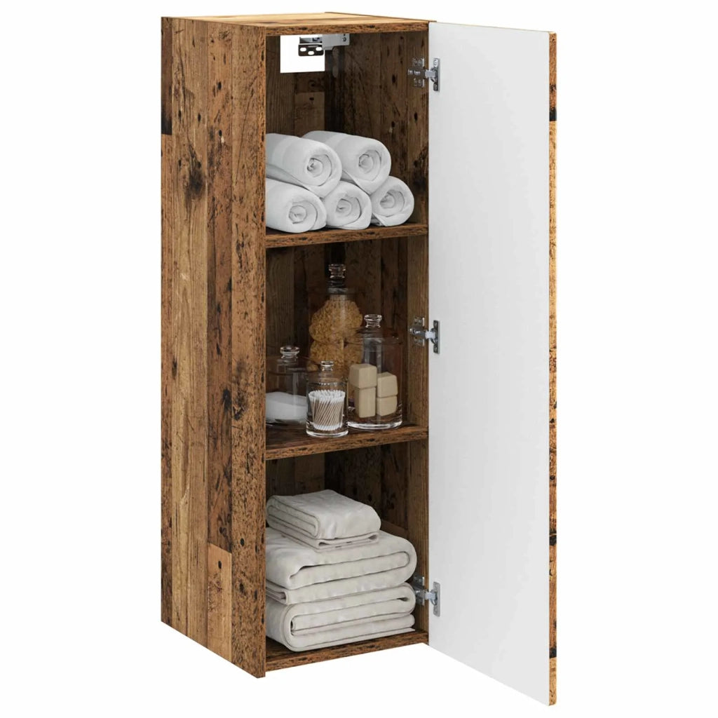Mobiletto da Bagno a Muro Legno antico 33 x 34,5 x 60 cm 890670