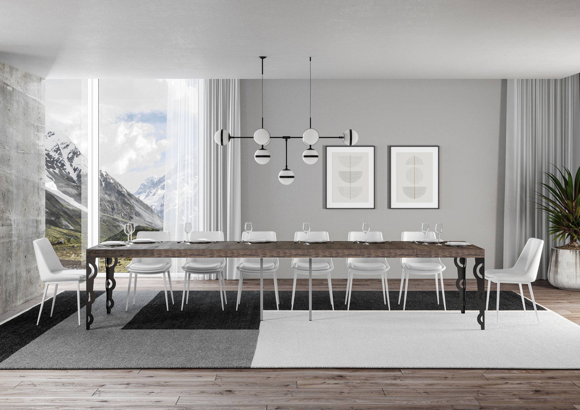 Tavolo Allungabile 120/380x90 cm Karamay Premium Noce Gambe Antracite