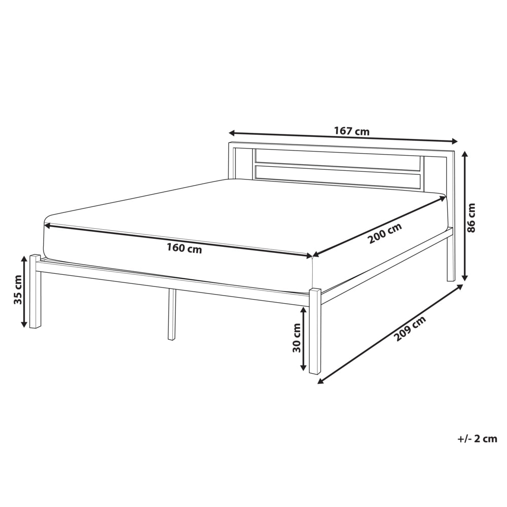 Letto in metallo bianco 160 x 200 cm doghe in legno massello industriale minimalista