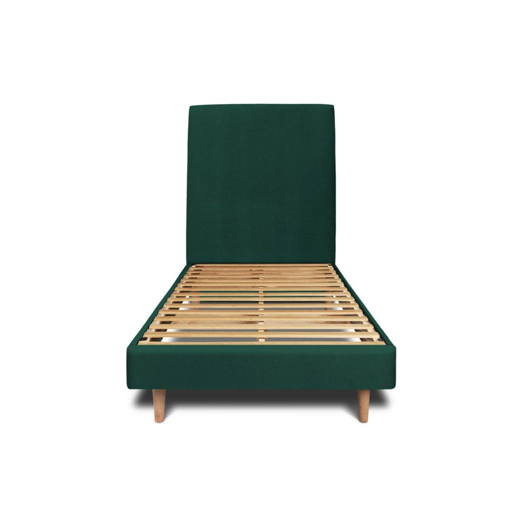 Letto 90x200 cm con testata imbottita - Tessuto velluto