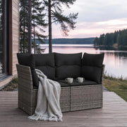 2-seater Garden Sofa With Cushions, Grey Poly Rattan
