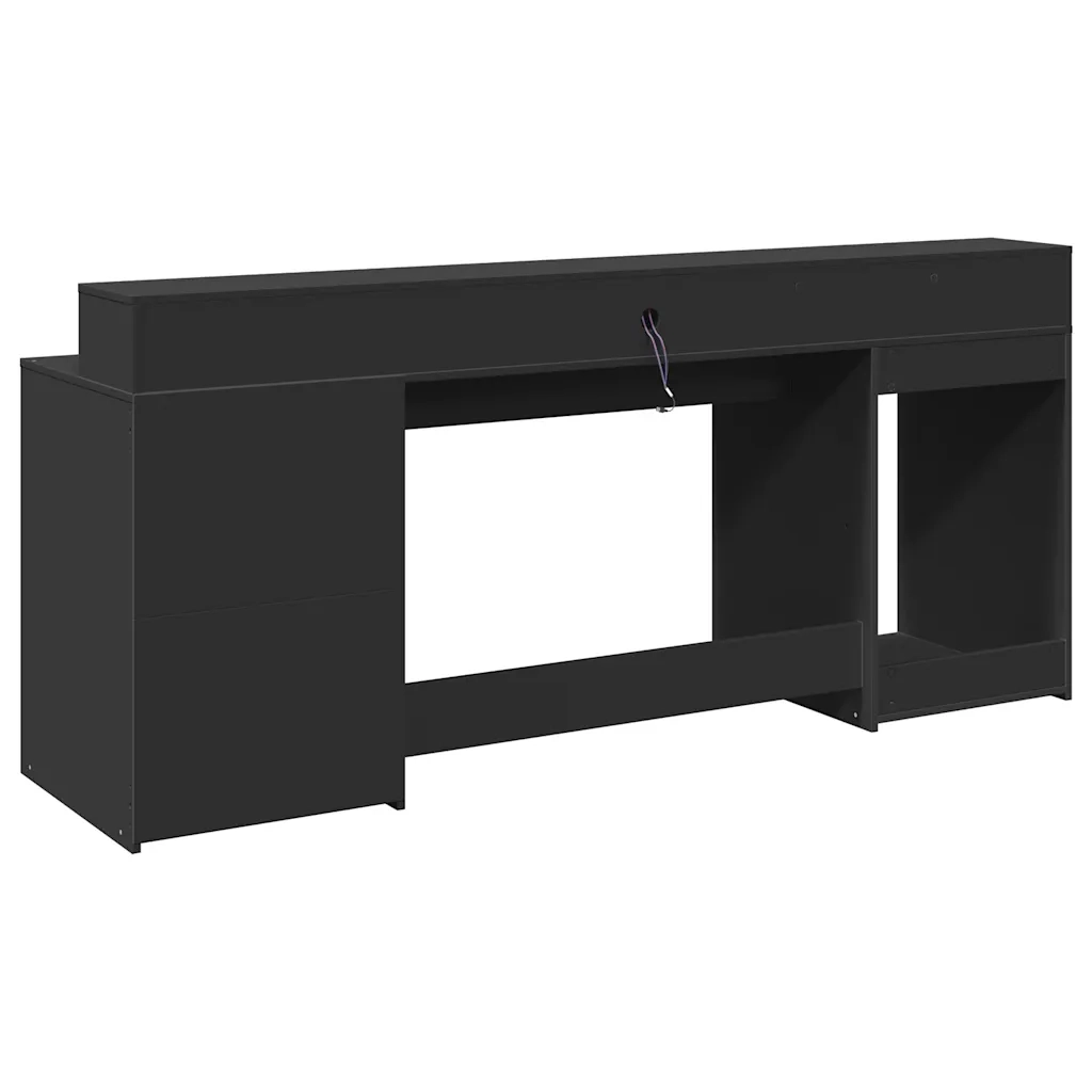 vidaXL Scrivania con Luci LED Nera 200x55x91 cm in Truciolato