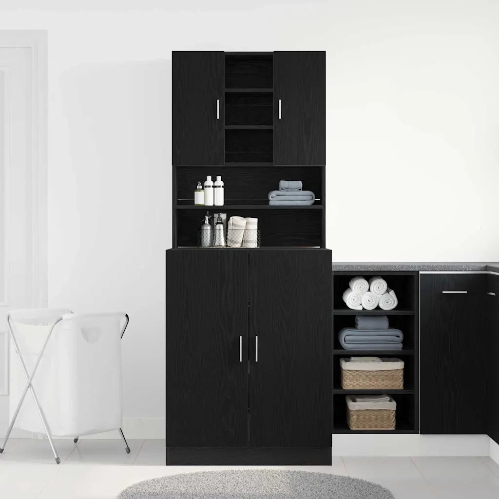Armadio per Lavatrice 2 pcs Rovere Nero 70,5 x 71,5 x 181,5 cm 3332516