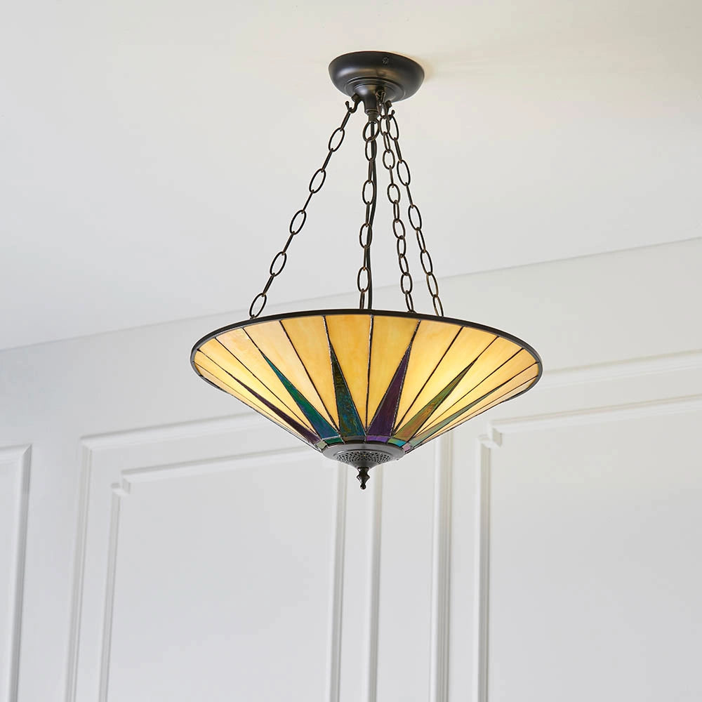 Lampada a sospensione Tiffany Dark Star vetro 3xE27