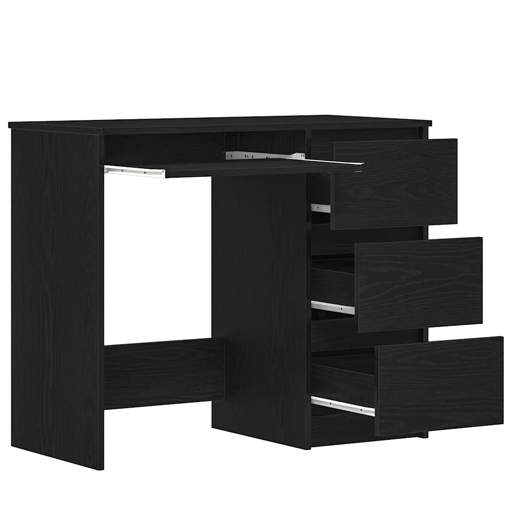 Scrivania Rovere Nera 90x45x76 cm in Legno Multistrato 862490