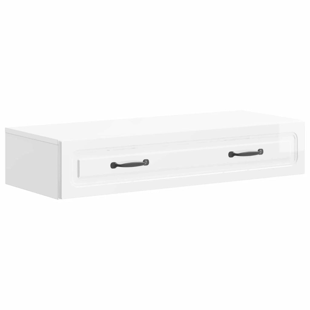 Tavolino da Parete Laterale Bianco Lucido 87,5 x 34,5 x 17 cm 899349
