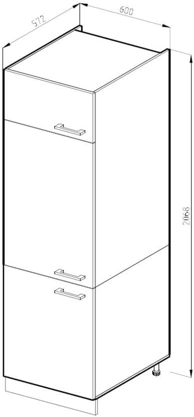Dispensa universale R-Line, Grigio, 60 cm con porte, per la conservazione di utensili domestici e scorte