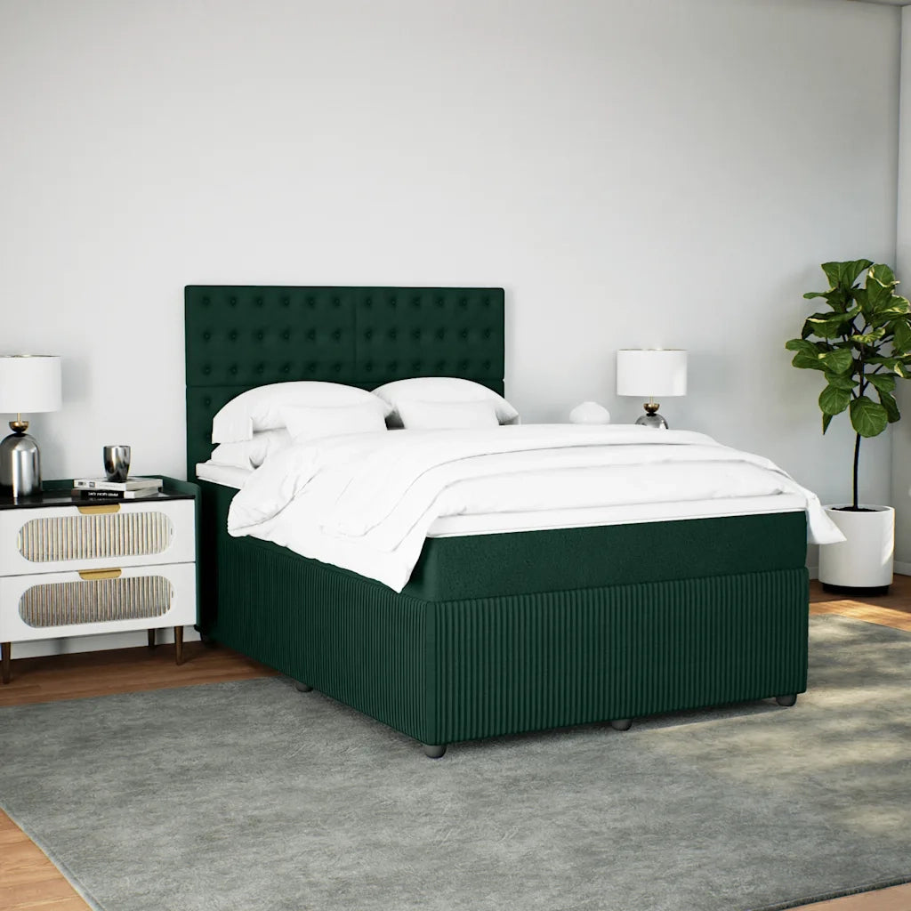Giroletto a Molle con Materasso Verde Scuro 160x200 cm Velluto