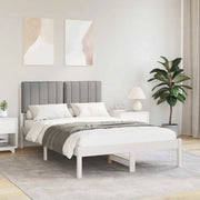Letto con Testiera Rivestita Bianco e grigio chiaro