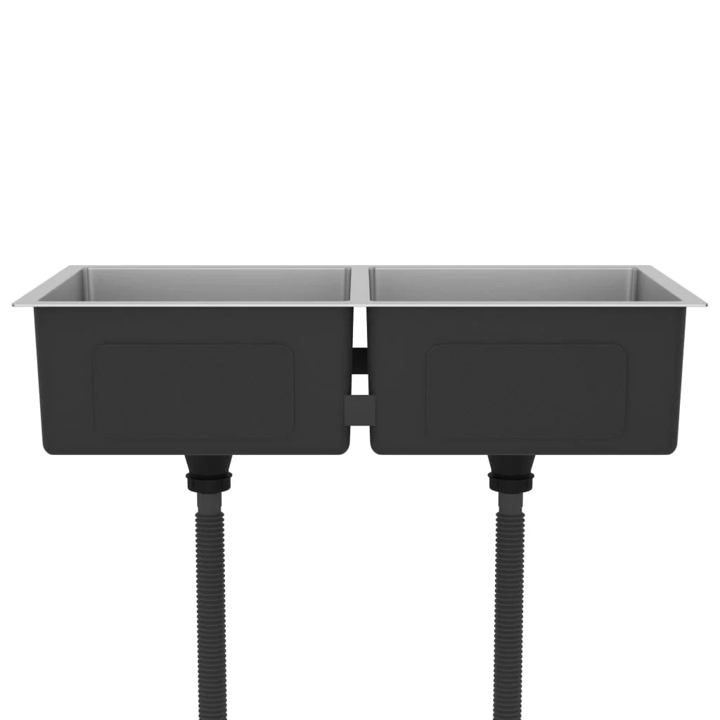 Lavello da cucina fatto a mano lavabo installazione cucina arredamento casa 86,5 x 44 cm acciaio inox argento 02_0002471
