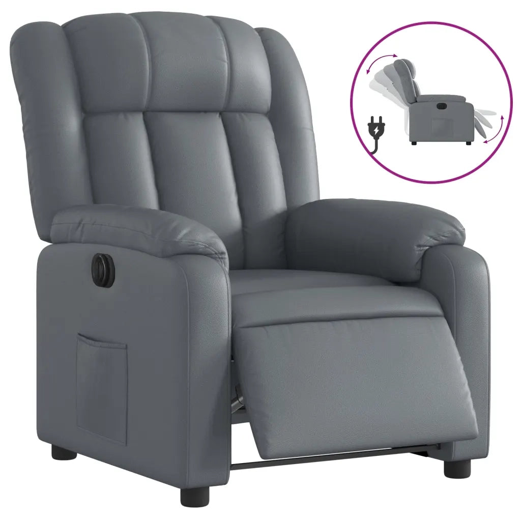 Poltrona Reclinabile Elettrica Grigia in Similpelle 3205253