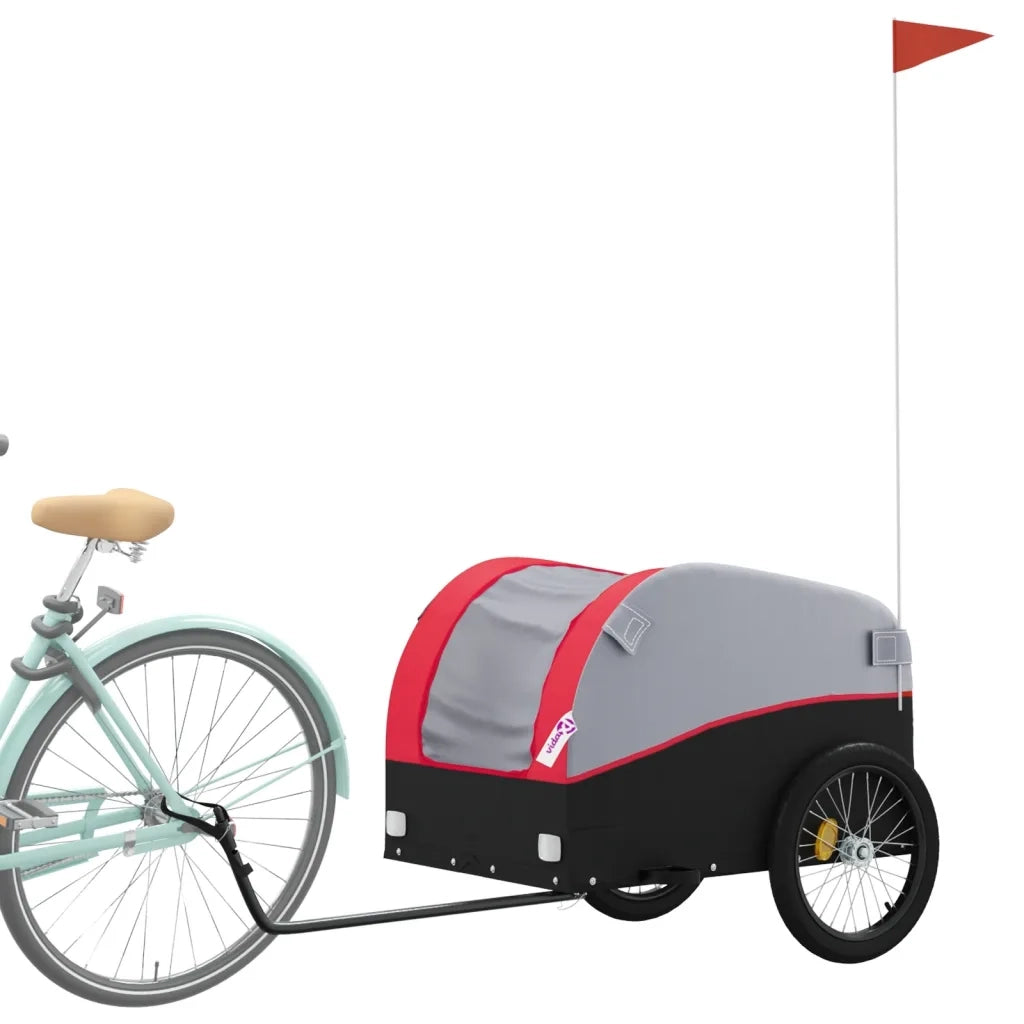Rimorchio da Bici Nero e Rosso 45 kg in Ferro 94132