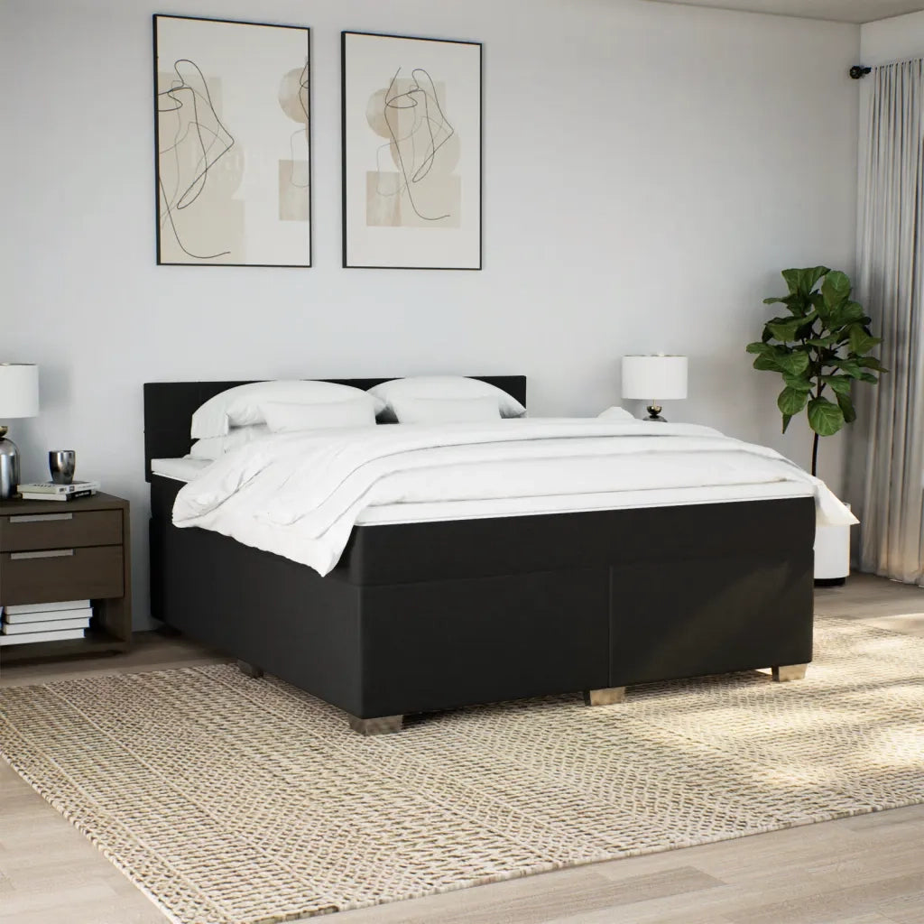 Giroletto a Molle con Materasso Nero 180x200 cm in Tessuto 3288269