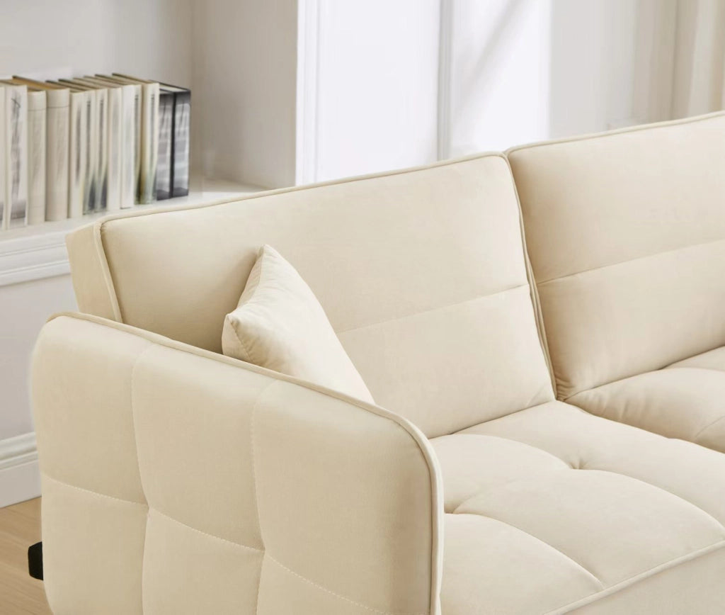 Divano Letto 2 Posti ¨C MINIMAL ¨C Velluto, Braccioli Ribaltabili, Reclinabile