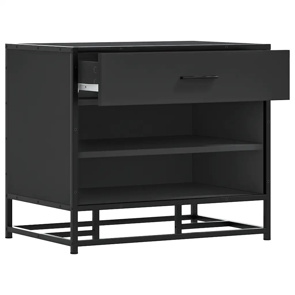 Panca Portaoggetti Nera 60x40x53,5 cm Multistrato e Metallo 849219