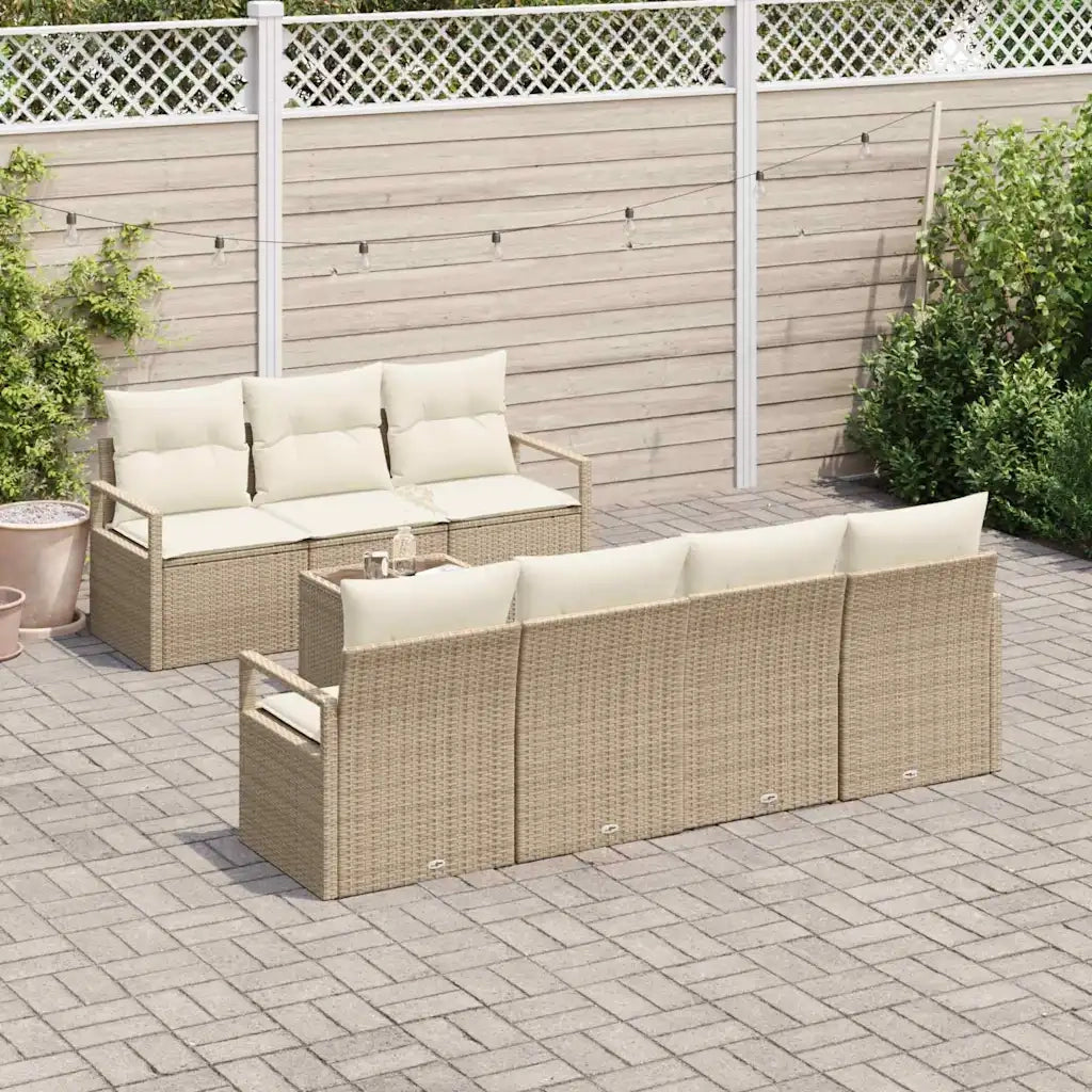 Set di divani 8 pcs Beige e Crema polyrattan