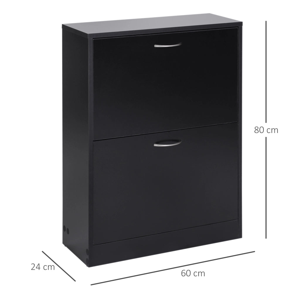 Armadio per scarpe con 2 ante ¨C zephmum ¨C nero 60x24x80 cm