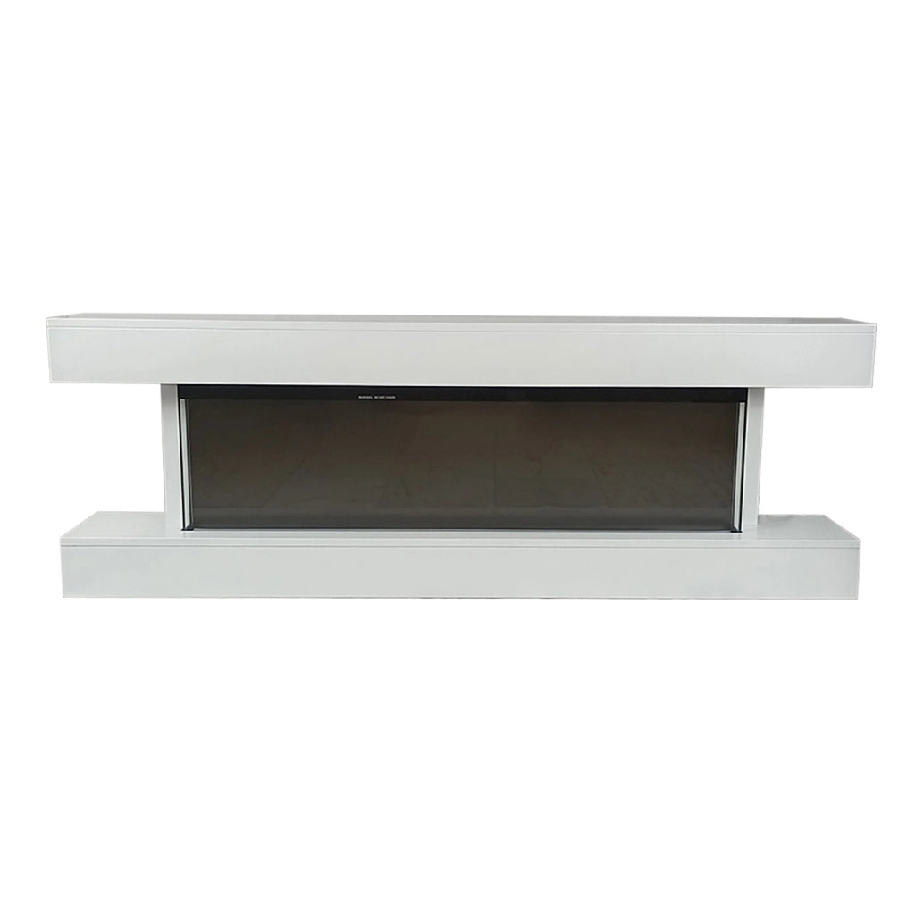 Camino Elettrico da Parete o Incasso Alaro Ultra+ 152x18x52 cm Effetto Fiamma Telecomando in MDF Bianco