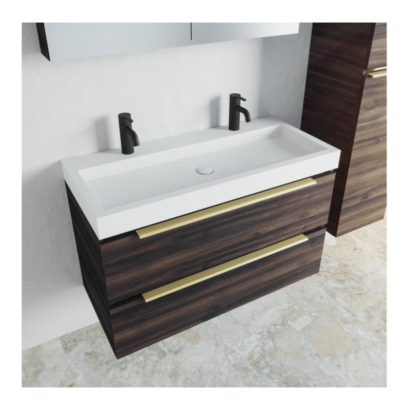 Lavabo SPRING VOW RIHO 120x46x8 cm 2 fori in marmo composito